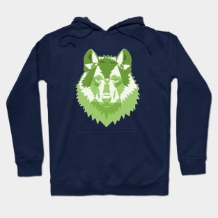 Geometric Green Wolf Hoodie